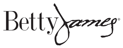 Betty James white on black logo